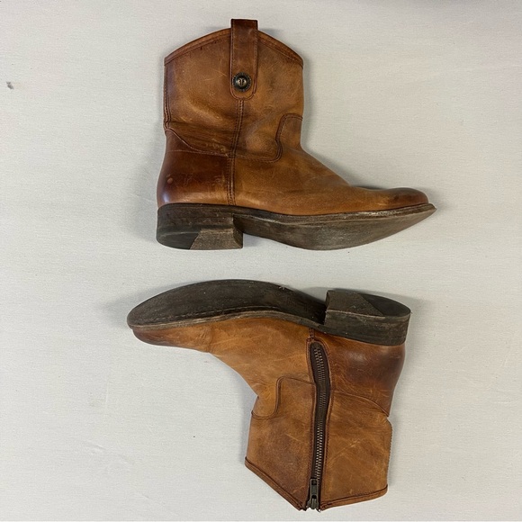 Frye Shoes - Frye Melissa Button Short Boots | Cognac Leather | Size 7.5B